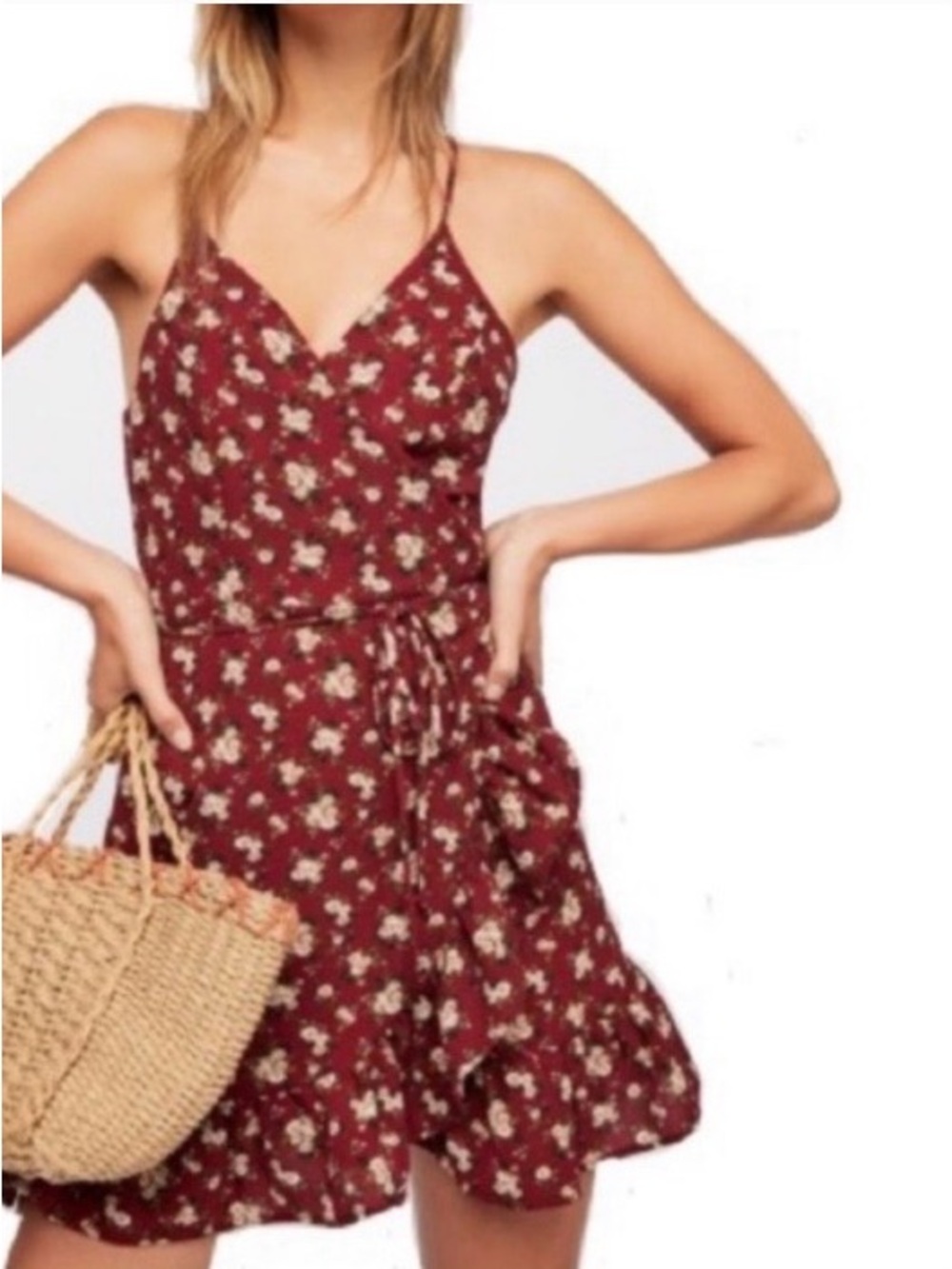 Free People Burgundy Floral Dress